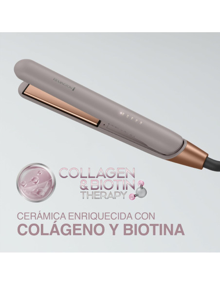 PLANCHA DE CABELLO REMINGTON PLACAS DE CERAMICA 5 AJUSTES 230 GRD COLAGENO Y BIOTINA
