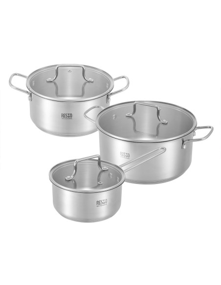 SET DE OLLAS RESTO 6PCS INT. ANTIADHERENTE DE ACERO INOX.