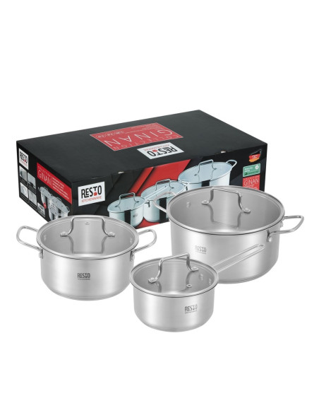 SET DE OLLAS RESTO 6PCS INT. ANTIADHERENTE DE ACERO INOX.