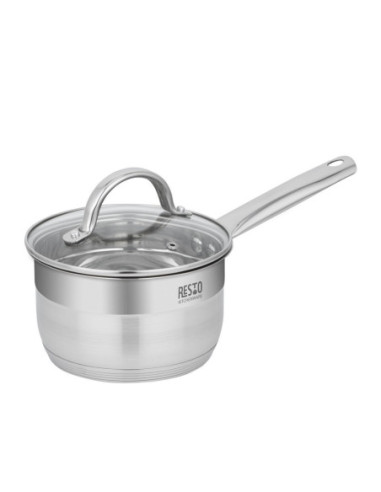 OLLA RESTO 1.9LTS CON MANGO-TAPA VIDRIO TEMPLADO PARA TODO TIPO DE COCINA ACERO INOX