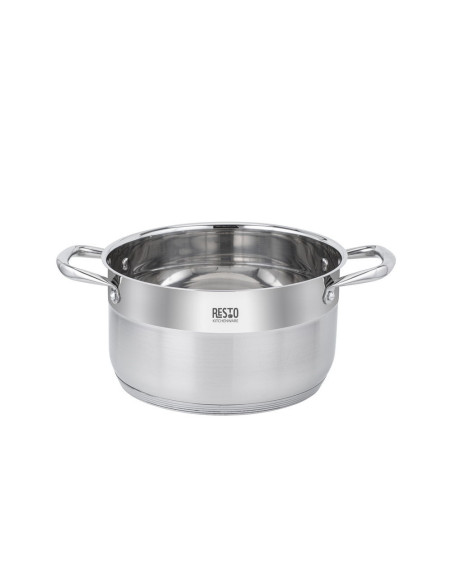 OLLA RESTO 6.2LTS CON DOS ASAS-TAPA VIDRIO TEMPLADO PARA TODO TIPO DE COCINA ACERO INOX.