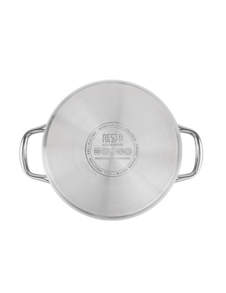 OLLA RESTO 6.2LTS CON DOS ASAS-TAPA VIDRIO TEMPLADO PARA TODO TIPO DE COCINA ACERO INOX.