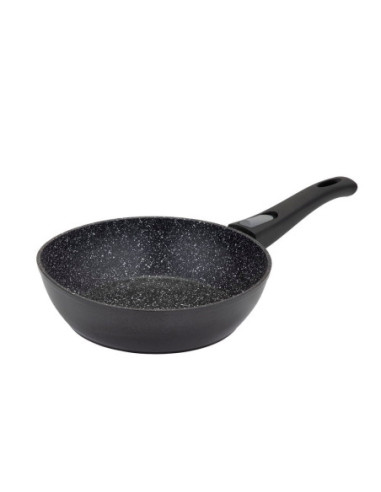 SARTEN RESTO ANTIADH. DE MARMOL 24CM ANCHO 6.8CM ALTO ALUMINIO FORJADO-MANGO PLASTICO TODO TIPO DE COCINA NEGRO