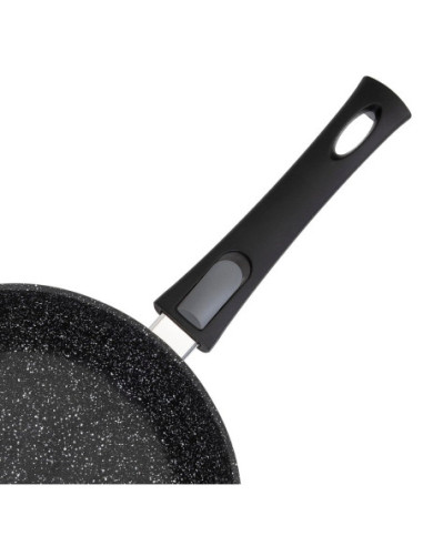 SARTEN RESTO ANTIADH. DE MARMOL 24CM ANCHO 6.8CM ALTO ALUMINIO FORJADO-MANGO PLASTICO TODO TIPO DE COCINA NEGRO