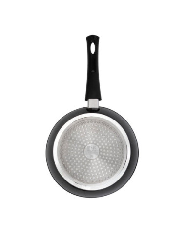 SARTEN RESTO ANTIADH. DE MARMOL 24CM ANCHO 6.8CM ALTO ALUMINIO FORJADO-MANGO PLASTICO TODO TIPO DE COCINA NEGRO