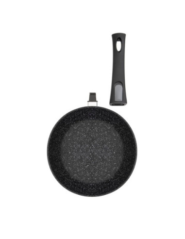 SARTEN RESTO ANTIADH. DE MARMOL 28CM ANCHO 7.7CM ALTO ALUMINIO FORJADO-MANGO PLASTICO TODO TIPO DE COCINA NEGRO