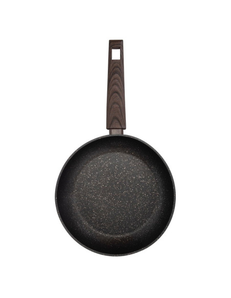 SARTEN RESTO ANTIADH. DE MARMOL 26CM ANCHO 5.1CM ALTO ALUMINIO FORJADO-MANGO BAQUELITA TODO TIPO DE COCINA NEGRO
