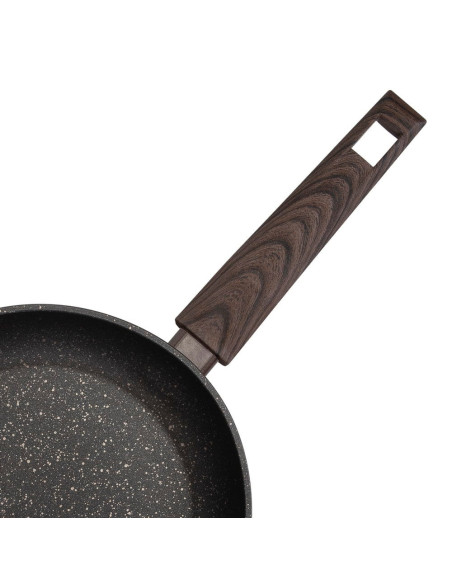 SARTEN RESTO ANTIADH. DE MARMOL 26CM ANCHO 5.1CM ALTO ALUMINIO FORJADO-MANGO BAQUELITA TODO TIPO DE COCINA NEGRO