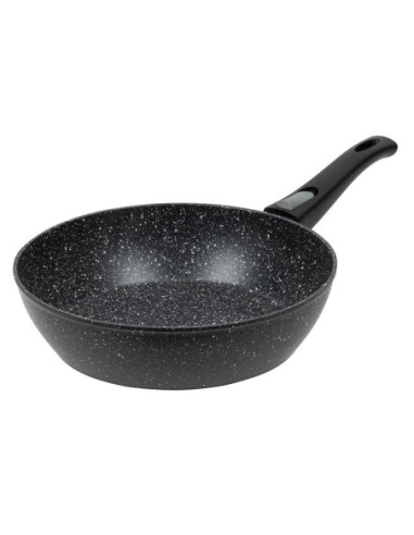 SARTEN RESTO ANTIADH. DE MARMOL 28CM ANCHO 7.7CM ALTO ALUMINIO FORJADO-MANGO DESMONTABLE TODO TIPO DE COCINA NEGRO