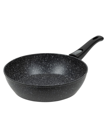 SARTEN RESTO ANTIADH. DE MARMOL 28CM ANCHO 7.7CM ALTO ALUMINIO FORJADO-MANGO DESMONTABLE TODO TIPO DE COCINA NEGRO