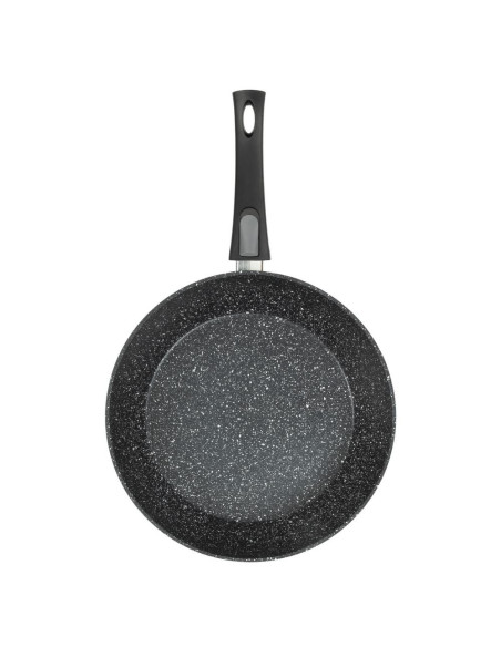 SARTEN RESTO ANTIADH. DE MARMOL 28CM ANCHO 7.7CM ALTO ALUMINIO FORJADO-MANGO DESMONTABLE TODO TIPO DE COCINA NEGRO