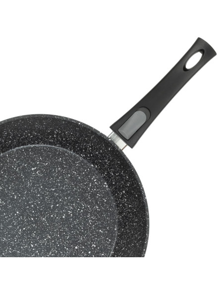 SARTEN RESTO ANTIADH. DE MARMOL 28CM ANCHO 7.7CM ALTO ALUMINIO FORJADO-MANGO DESMONTABLE TODO TIPO DE COCINA NEGRO