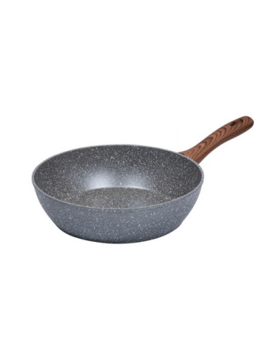 SARTEN RESTO ANTIADH. REVEST.GRANITO 20CM ANCHO 6CM ALTO ALUMINIO FORJADO-MANGO MADERA TODO TIPO DE COCINA AQUILA