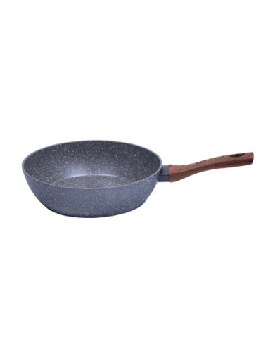 SARTEN RESTO ANTIADH. REVEST.GRANITO 20CM ANCHO 6CM ALTO ALUMINIO FORJADO-MANGO MADERA TODO TIPO DE COCINA AQUILA