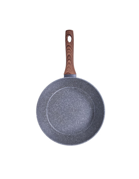 SARTEN RESTO ANTIADH. REVEST.GRANITO 24CM ANCHO 6.5CM ALTO ALUMINIO FORJADO-MANGO MADERA TODO TIPO DE COCINA AQUILA
