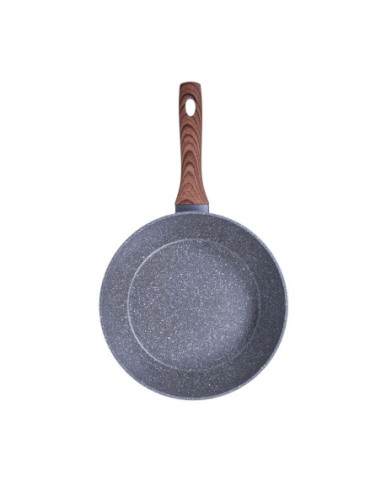 SARTEN RESTO ANTIADH. REVEST.GRANITO 28CM ANCHO 7.5CM ALTO ALUMINIO FORJADO-MANGO MADERA TODO TIPO DE COCINA AQUILA