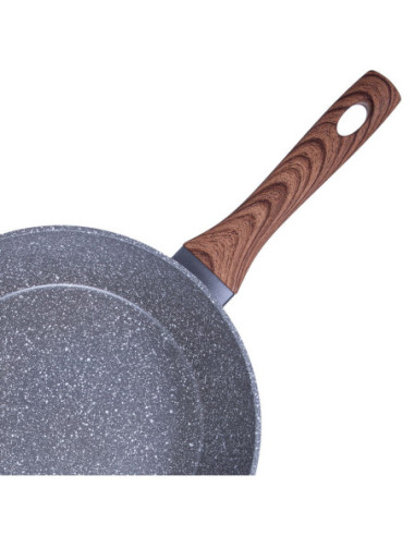 SARTEN RESTO ANTIADH. REVEST.GRANITO 28CM ANCHO 7.5CM ALTO ALUMINIO FORJADO-MANGO MADERA TODO TIPO DE COCINA AQUILA