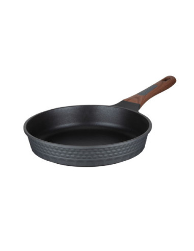 SARTEN RESTO ANTIADH. DISEÑO 3D 24CM ANCHO 5.5CM ALTO ALUMINIO-MANGO MADERA TODO TIPO DE COCINA NEGRO