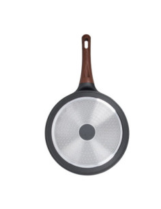 SARTEN RESTO ANTIADH. DISEÑO 3D 24CM ANCHO 5.5CM ALTO ALUMINIO-MANGO MADERA TODO TIPO DE COCINA NEGRO 2