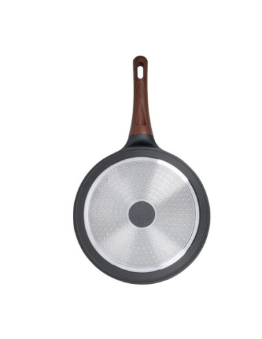 SARTEN RESTO ANTIADH. DISEÑO 3D 24CM ANCHO 5.5CM ALTO ALUMINIO-MANGO MADERA TODO TIPO DE COCINA NEGRO