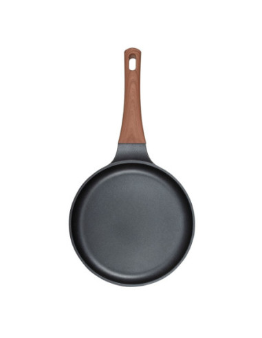 SARTEN CREPERA RESTO ANTIADH. DISEÑO 3D  24CM ANCHO 2.1CM ALTO ALUMINIO-MANGO MADERA TODO TIPO DE COCINA NEGRO