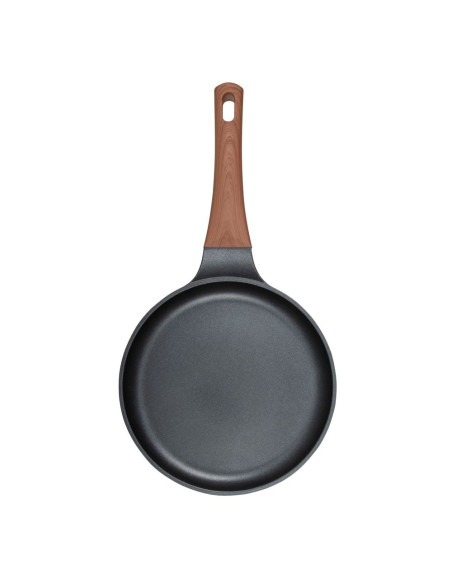 SARTEN CREPERA RESTO ANTIADH. DISEÑO 3D  24CM ANCHO 2.1CM ALTO ALUMINIO-MANGO MADERA TODO TIPO DE COCINA NEGRO