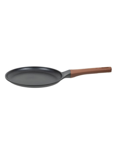 SARTEN CREPERA RESTO ANTIADH. DISEÑO 3D  24CM ANCHO 2.1CM ALTO ALUMINIO-MANGO MADERA TODO TIPO DE COCINA NEGRO