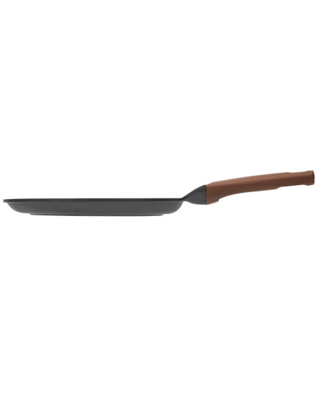 SARTEN CREPERA RESTO ANTIADH. DISEÑO 3D  24CM ANCHO 2.1CM ALTO ALUMINIO-MANGO MADERA TODO TIPO DE COCINA NEGRO