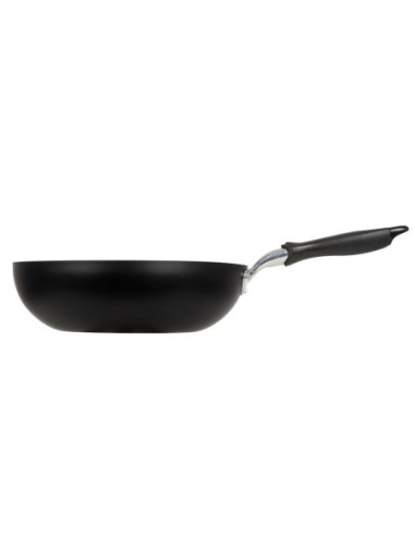 SARTEN WOK RESTO ANTIADH. FONDO REFORZADO 30CM ANCHO 6CM ALTO ALUMINIO-MANGO BAQUELITA TODO TIPO  DE COCINA NEGRO