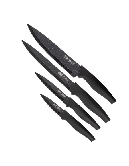 SET DE CUCHILLOS RESTO ACERO INOX. 4 PCS MANGOS ERGONOMICOS SUPERFICIE ANTIBACTERIANA NEGRO