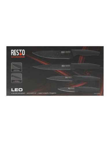 SET DE CUCHILLOS RESTO ACERO INOX. 4 PCS MANGOS ERGONOMICOS SUPERFICIE ANTIBACTERIANA NEGRO