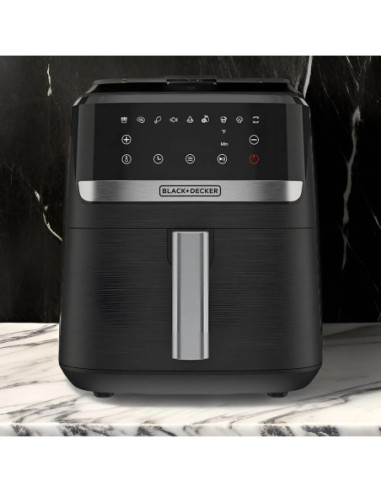 FREIDORA DE AIRE BLACK DECKER 5.5 LTS 1500W 9 FUNCIONES  PREPROGRAMADAS PANTALLA TACTIL NEGRO