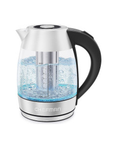 TETERA ELECTRICA CHEFMAN INALAMBRICA 1.8LTS-LUCES LED-BOTON- INFUSOR JARRA DE CRISTAL ACERO INOX. 2