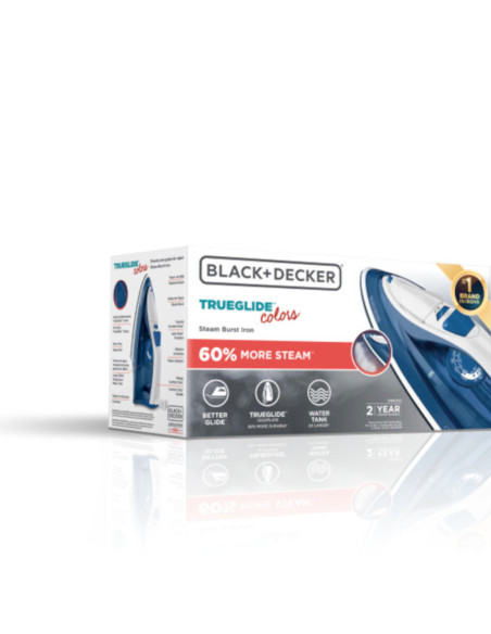 Plancha De Ropa Black Decker- 1200w-Antihaderente-Auto Clean Suela Ceramica Azul