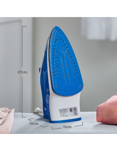 Plancha De Ropa Black Decker- 1200w-Antihaderente-Auto Clean Suela Ceramica Azul