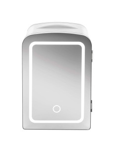 Enfriador Chefman Portatil 4lts Puerta Con Espejo Y Luz Led Ajuste Frio-Caliente Blanca