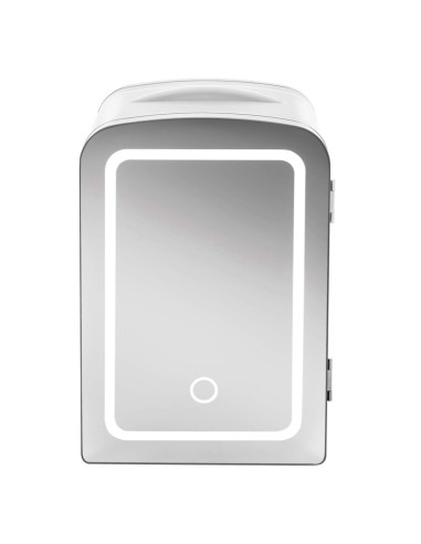 Enfriador Chefman Portatil 4lts Puerta Con Espejo Y Luz Led Ajuste Frio-Caliente Blanca