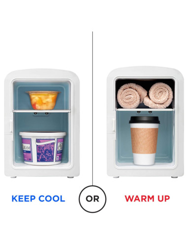 Enfriador Chefman Portatil 4lts Puerta Con Espejo Y Luz Led Ajuste Frio-Caliente Blanca