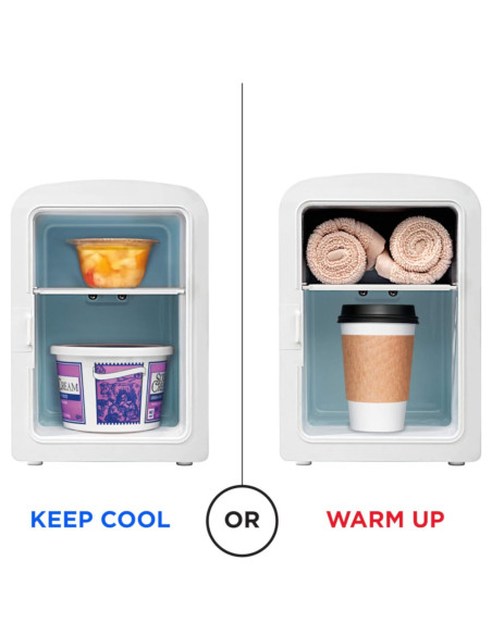 Enfriador Chefman Portatil 4lts Puerta Con Espejo Y Luz Led Ajuste Frio-Caliente Blanca