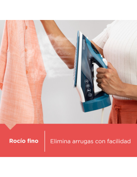 Plancha De Ropa Black Decker- 1200w Liviana Cable Retractil Suela Ceramica Azul
