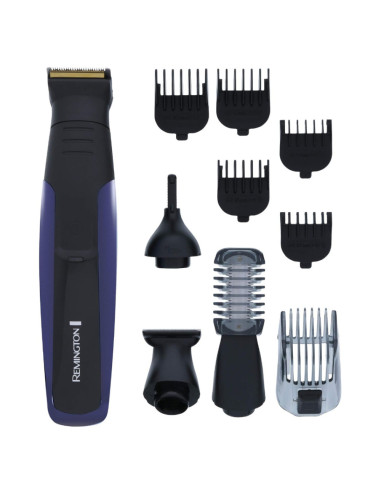 Recortadora Todo En 1 Remington Recargable 10 Pcs Cuchillas Titanio Negra-Azul