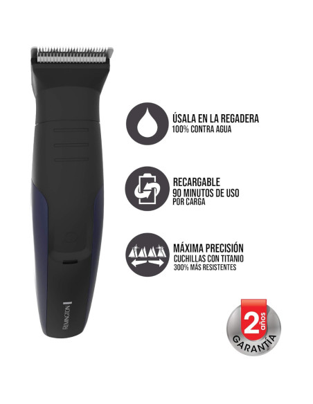 Recortadora Todo En 1 Remington Recargable 10 Pcs Cuchillas Titanio Negra-Azul
