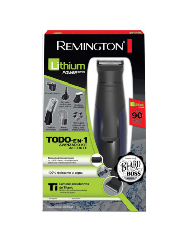 Recortadora Todo En 1 Remington Recargable 10 Pcs Cuchillas Titanio Negra-Azul