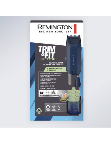 Recortadora Todo En 1 Remington Trim Fit Multifuncion Recargable 9 Piezas Azul