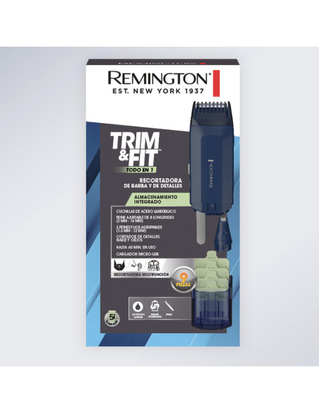 Recortadora Todo En 1 Remington Trim Fit Multifuncion Recargable 9 Piezas Azul
