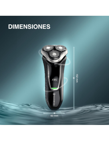 Afeitadora Recargable Remington R5style 3 Cabezas Presion Plus Inalambrica 60 Min Negra