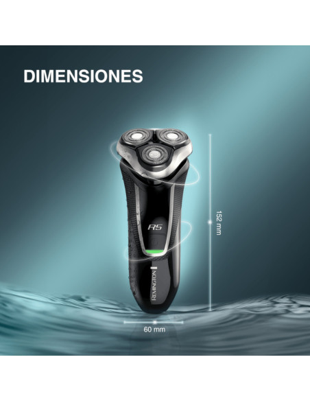 Afeitadora Recargable Remington R5style 3 Cabezas Presion Plus Inalambrica 60 Min Negra