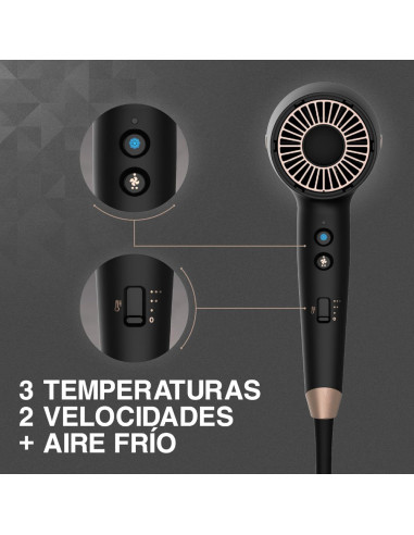 Secador De Cabello Remington Flyaway Concentrador 1900w 3 Niveles 2 Velocidades Negro