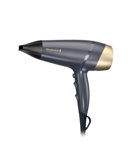 Secador De Cabello Remington Sapphire Luxe 2200w 3 Niveles 2 Vel. Acondicionamiento Azul Marino-Champagne