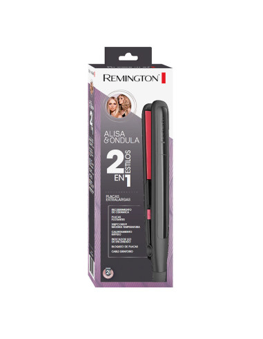 Plancha De Cabello Remington Alisa Y Ondula Placas De Ceramica 200 Grados En 30 Seg. Apagado Autom. Negro